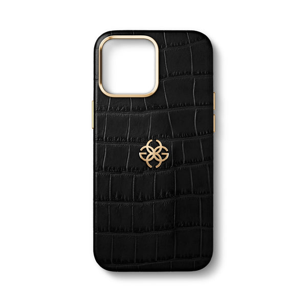 iPhone 15 Case - Leather - Embossed Croco Logo