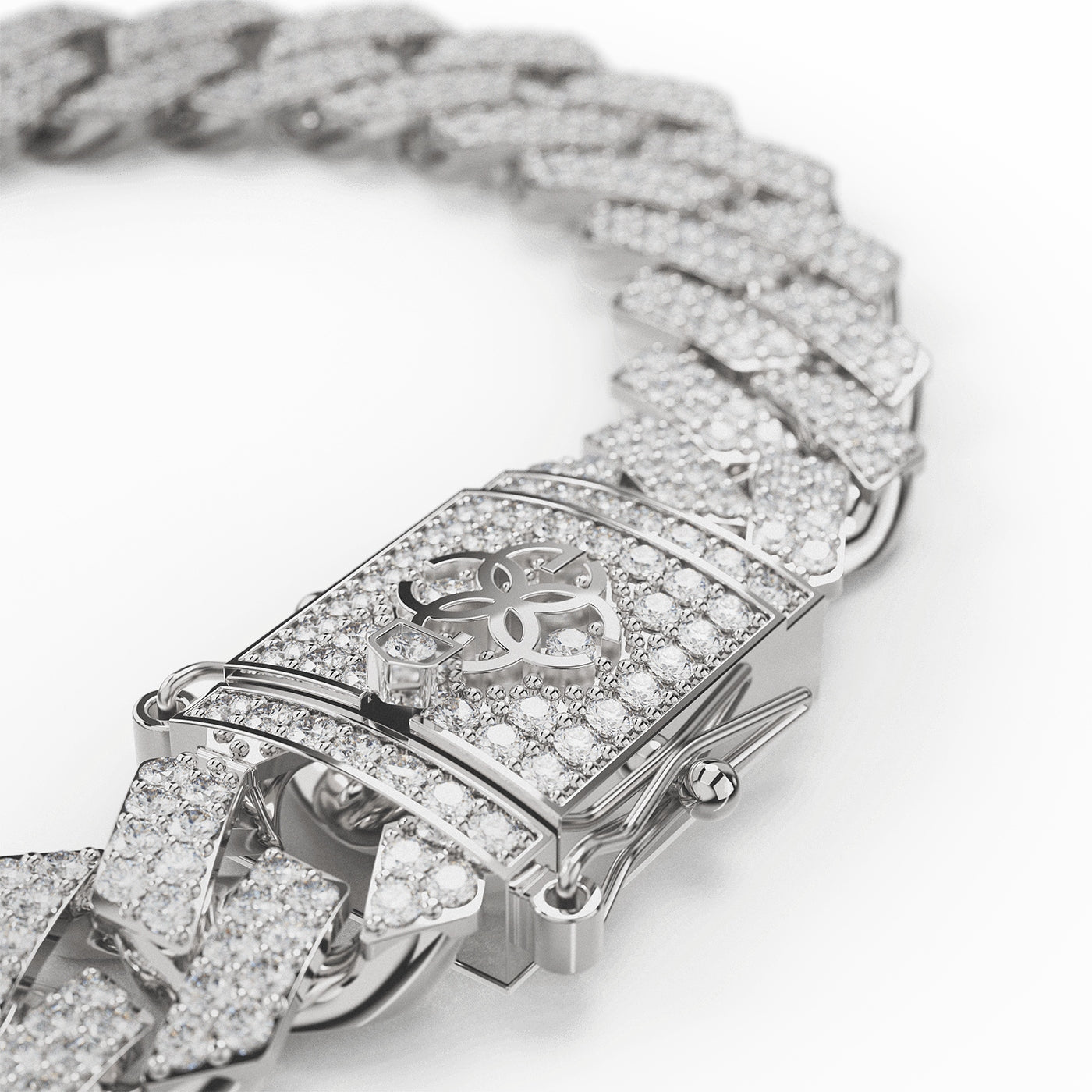Sterling Silver Cuban Bracelet - Iced