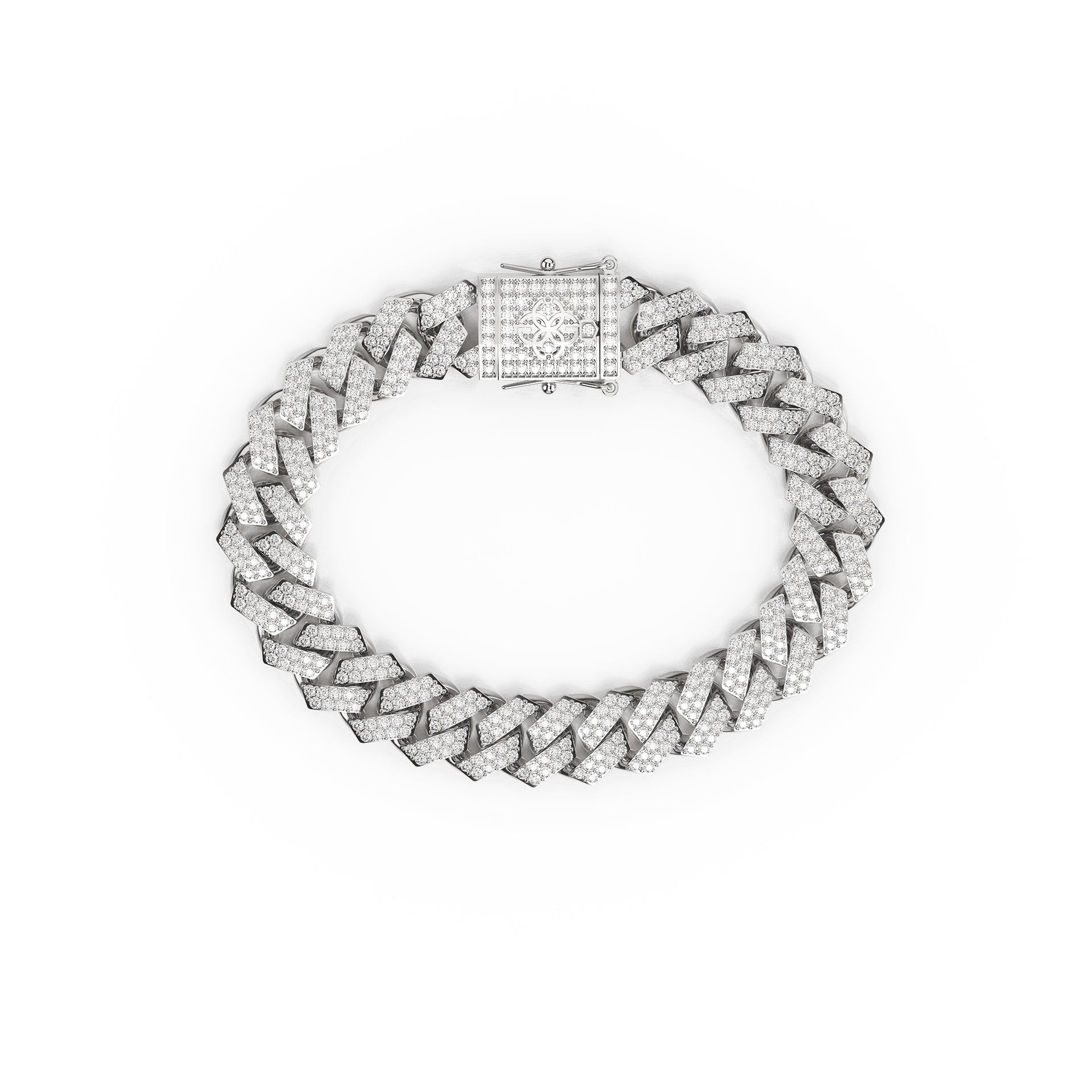 Sterling Silver Cuban Bracelet - Iced
