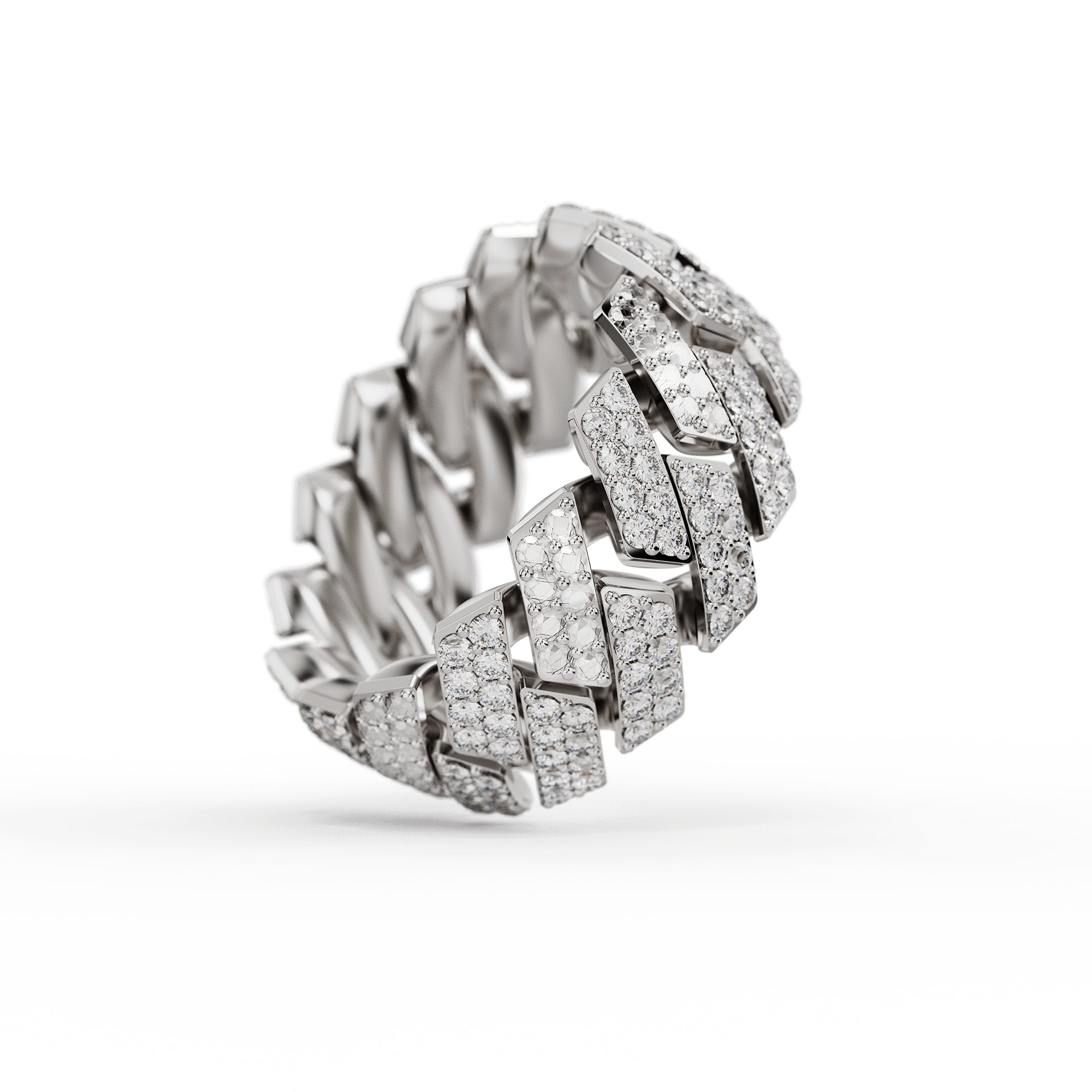Sterling Silver Cuban Ring - Iced
