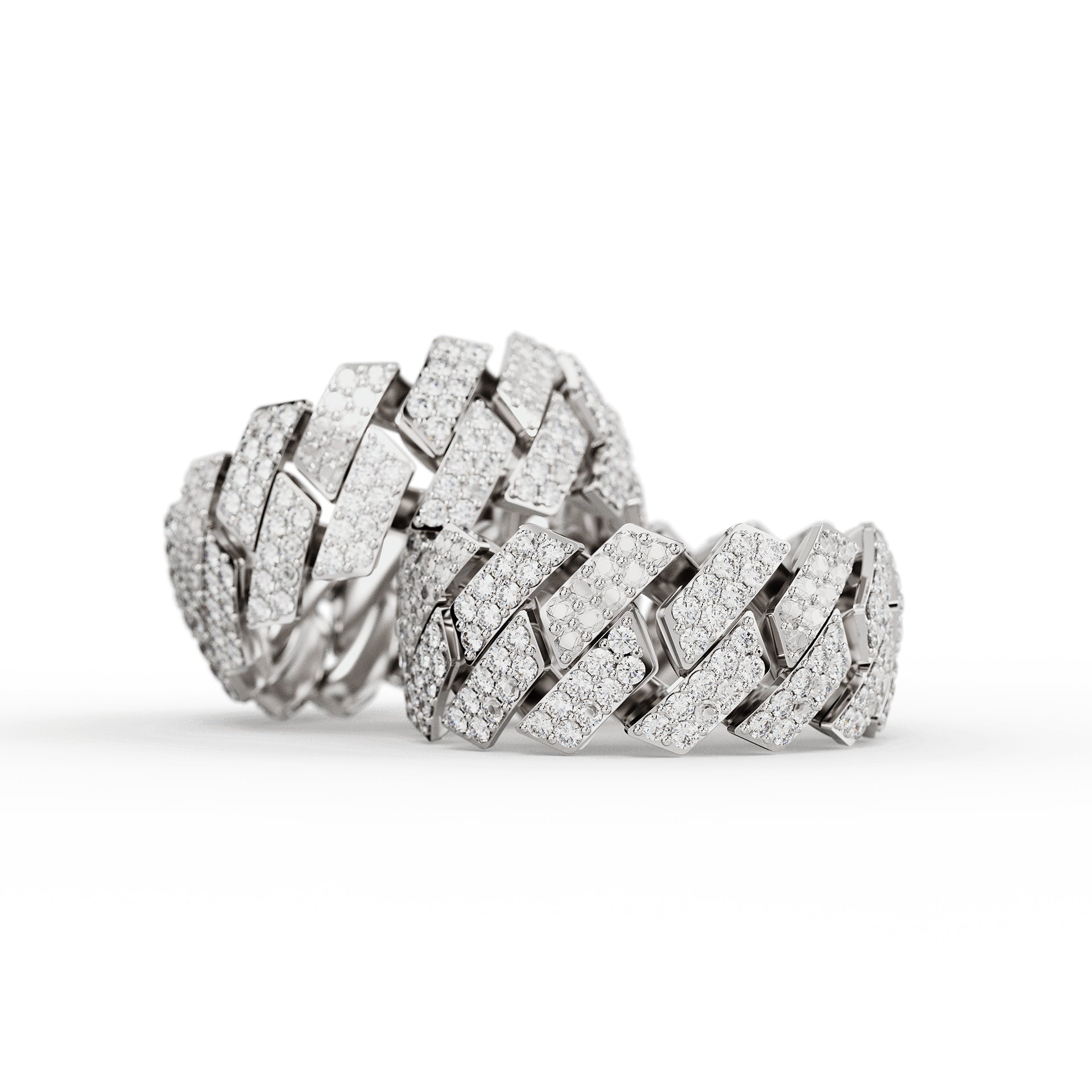 Sterling Silver Cuban Ring - Iced