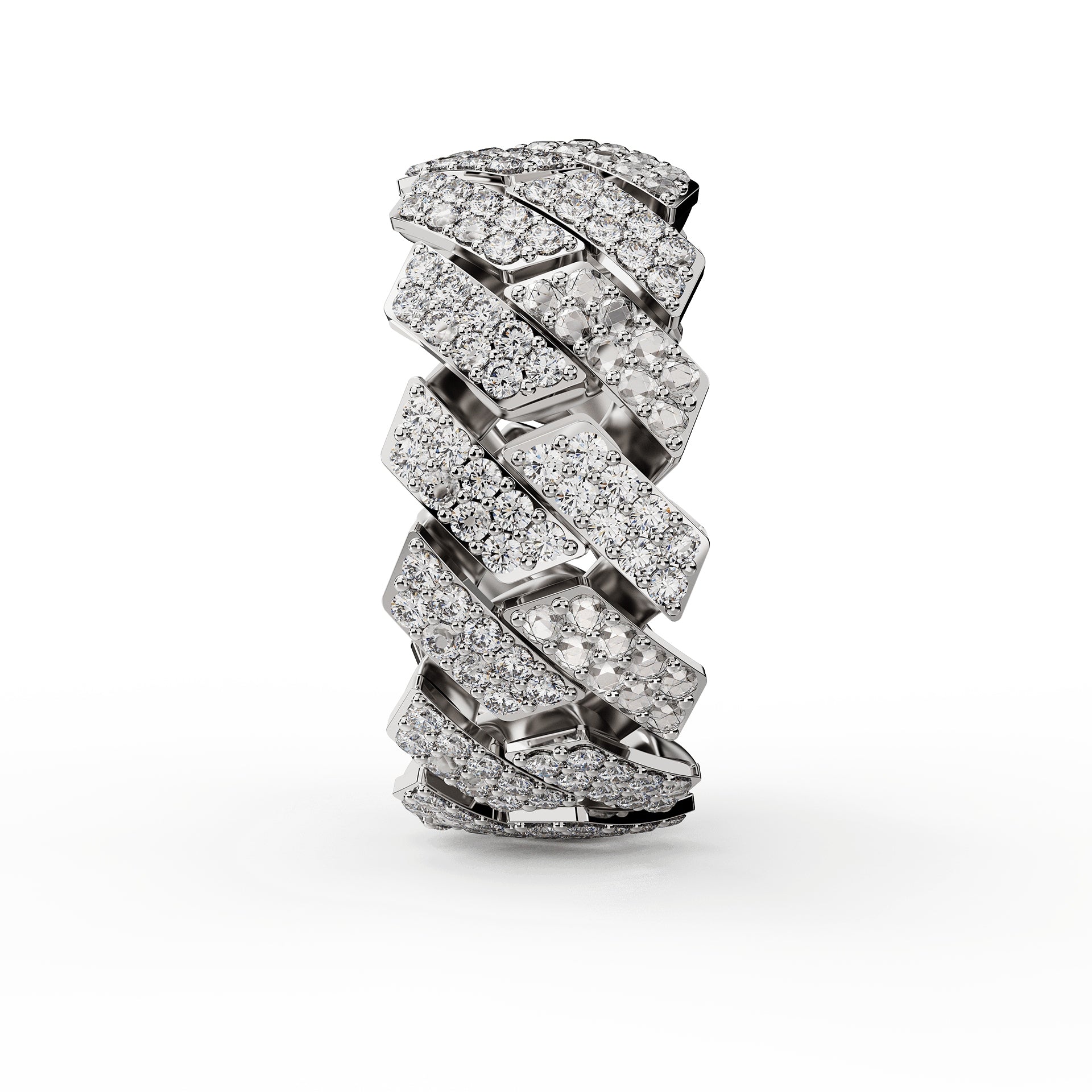 Sterling Silver Cuban Ring - Iced