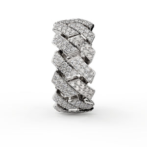 Sterling Silver Cuban Ring - Iced