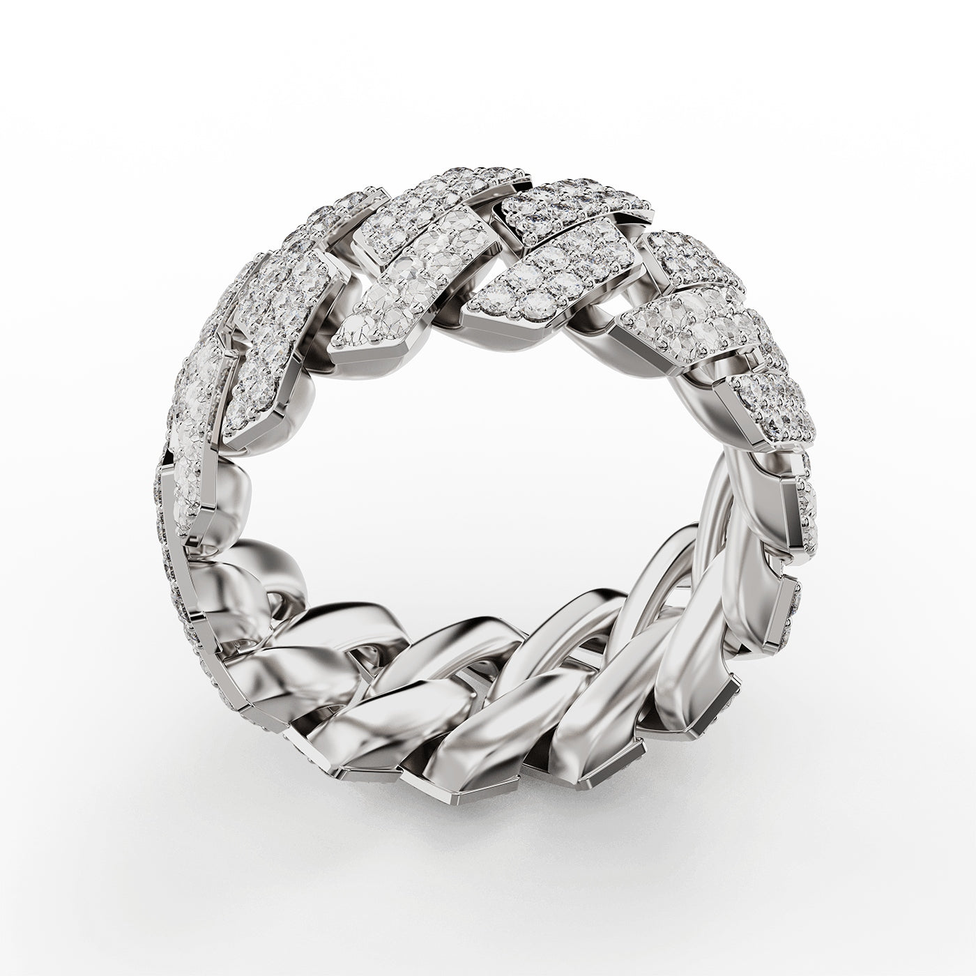 Sterling Silver Cuban Ring - Iced