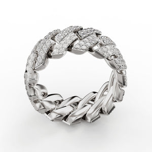 Sterling Silver Cuban Ring - Iced