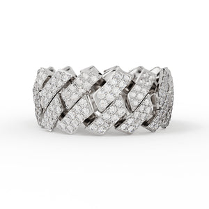 Sterling Silver Cuban Ring - Iced