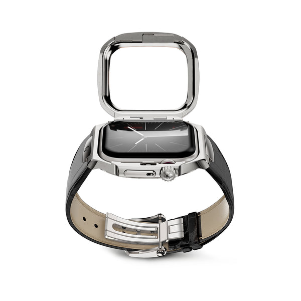 Apple Watch 7 - 9 Case - RO45 - Leather - Silver
