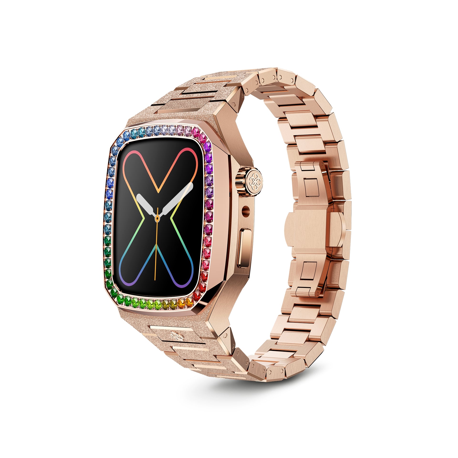 Apple Watch 7 - 9 Case - EVF - RAINBOW Frosted (Rose Gold Steel)