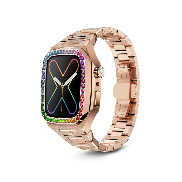 Apple Watch 7 - 9 Case - EVF - RAINBOW Frosted (Rose Gold Steel)